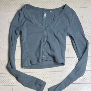 Me to We Blue Long Sleeve Crop Top